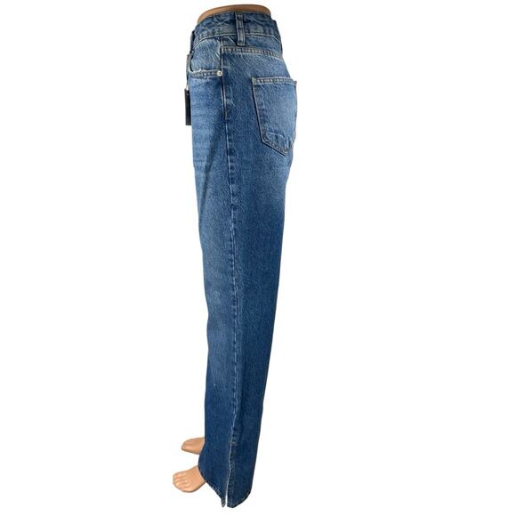 NEW Piral Women's Blue High Waisted Straight Bootcut Slit Denim Jeans Size M - Picture 2 of 5